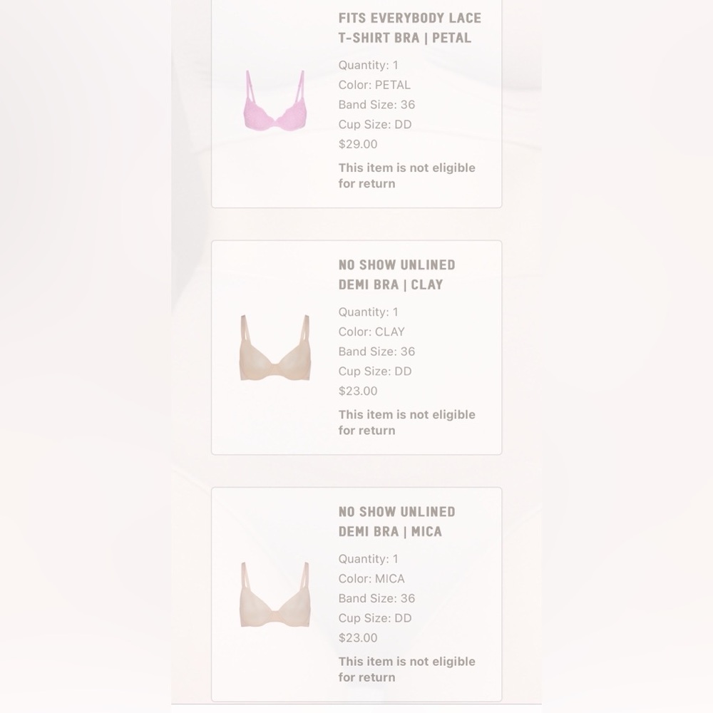 I’m selling 4 Skims bras together as a bundle, all 36DD (36E). Colors as shown. - Picture 7 of 16